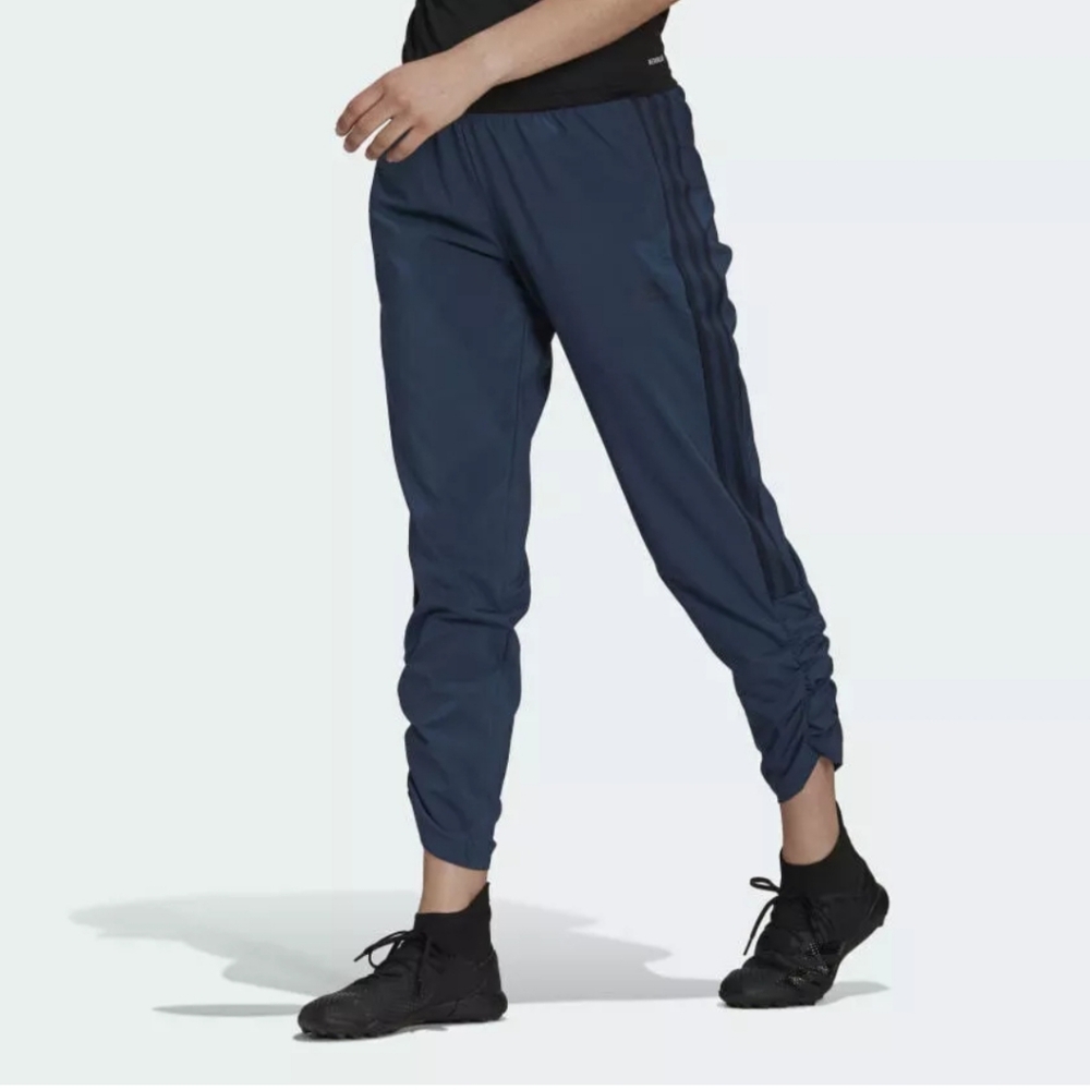NWT Adidas Women's Tiro Woven Rouched Soccer Pants Navy sz large tall LT